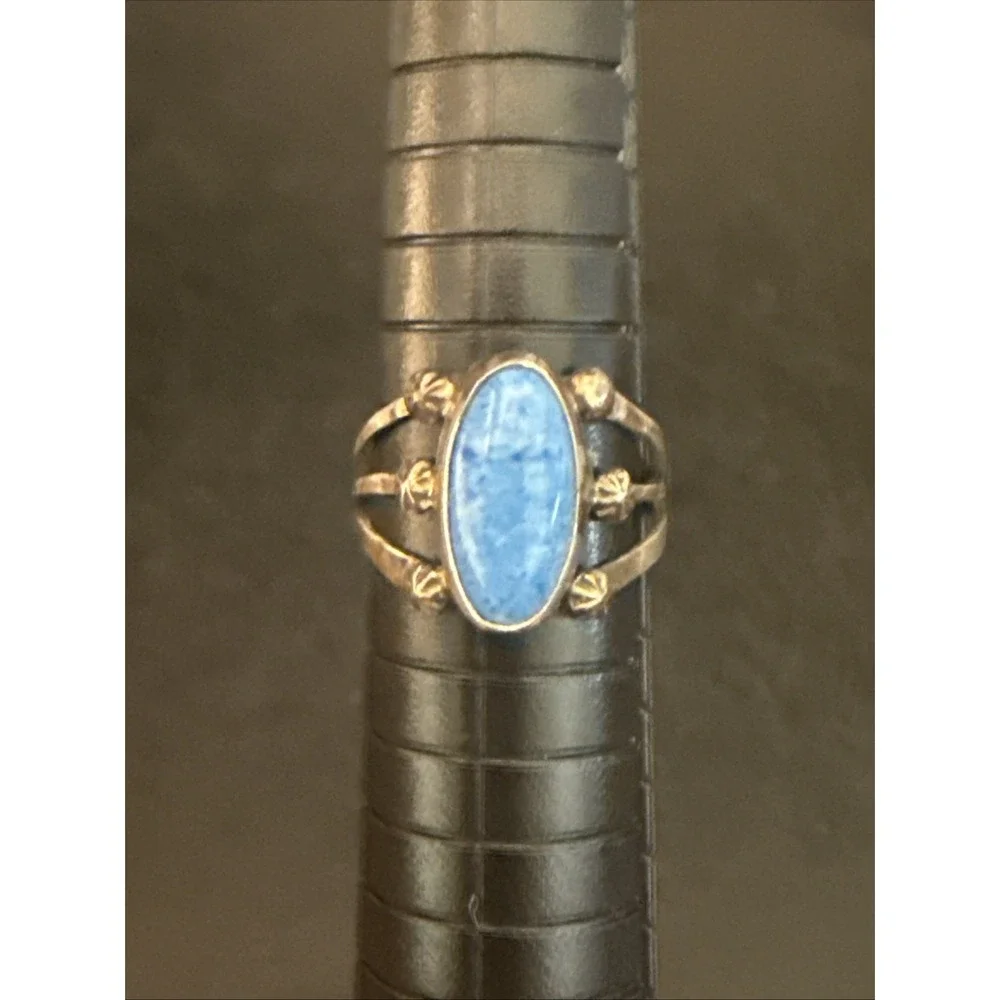 Vintage Southwest Style Sterling Silver Turquoise Ring Size 6 1/2